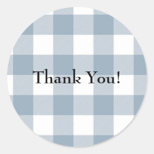 Sticker Rond Ferme Rustic Blue Buffalo Plaid Carré