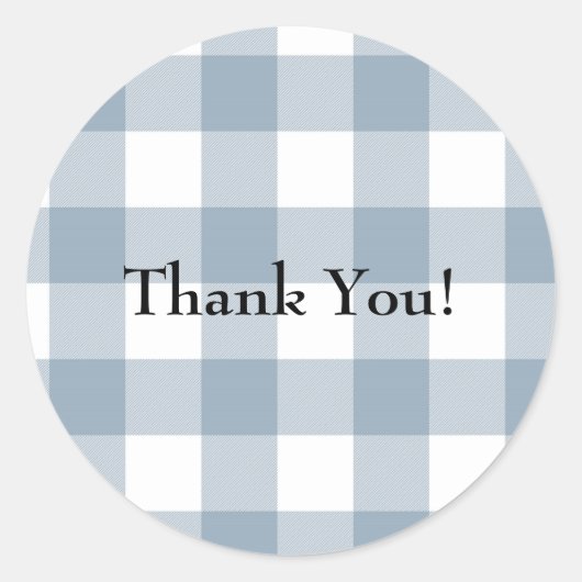 Sticker Rond Ferme Rustique Bleu Gris Buffalo Plaid Carré (Devant)