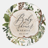 Sticker Rond Ferme rustique grange baby shower botanique (Devant)