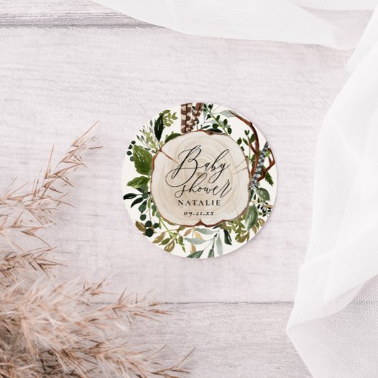 Sticker Rond Ferme rustique grange baby shower botanique