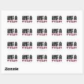 STICKER ROND FERME-TOI ET POISSON (Feuille)