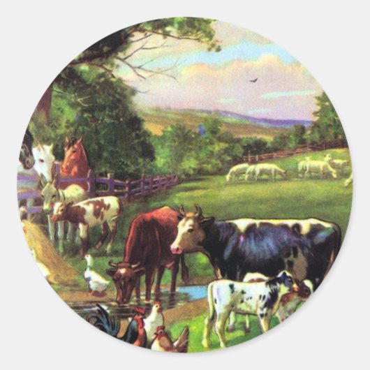 Sticker Rond Ferme vintage (Devant)