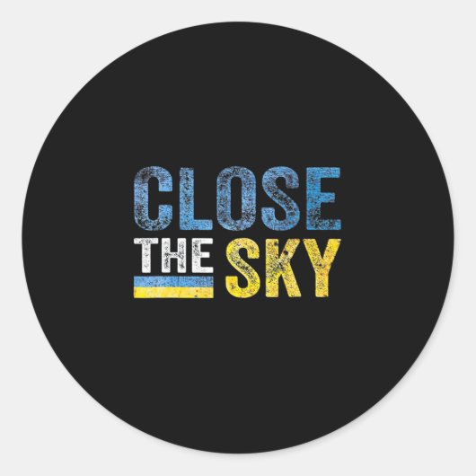 Sticker Rond Fermer le ciel Ukraine (Devant)