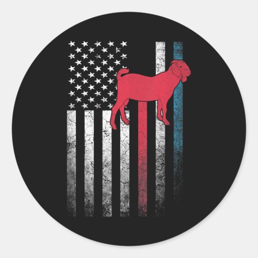 Sticker Rond Fermier de moutons de chèvre 4 juillet drapeau amé (Devant)