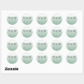 Sticker Rond Fern | Monogramme Mariage d'aquarelle de teinture  (Feuille)