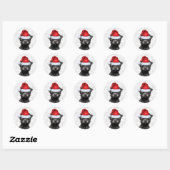 Sticker Rond Festif Affenpinscher et Woof Word Art Noël (Feuille)