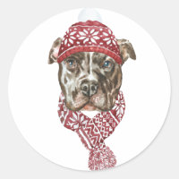 Festif Aquarelle Pitbull Noël