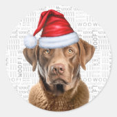 Sticker Rond Festif Chesapeake Bay Chien Woof Art Christmas (Devant)