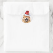 Sticker Rond Festif Chow Chow Père Noël Chig sur Woof Art Chris (Sac)
