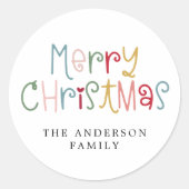 Sticker Rond Festif coloré amusant Joyeux Noël (Devant)