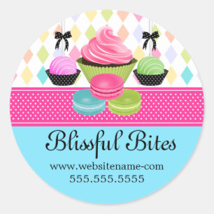 Sticker Rond Festif Colorful Cupcake Cake Pops Macaron Seals
