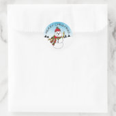 Sticker Rond Festif de Noël mignon Snowman et Snowflakes (Sac)