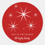 Sticker Rond Festif Élégant Moderne Étoiles de Noël (Devant)
