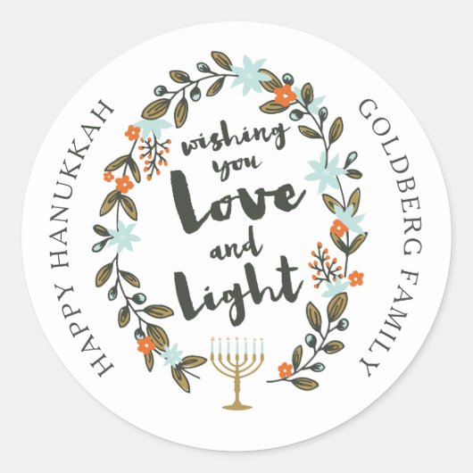 Sticker Rond Festif Floral Hanukkah (Devant)
