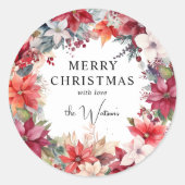 Sticker Rond Festif Florales d'hiver Noël (Devant)