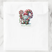 Sticker Rond Festif gnome de menthe poivrée de Noël (Sac)