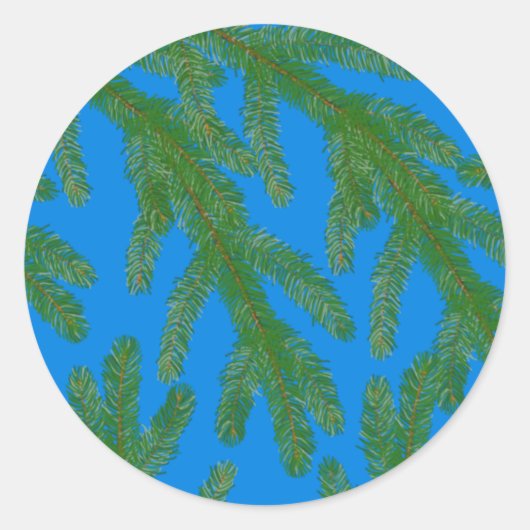 Sticker Rond Festif Green sapin branches et brindilles Bleu (Devant)