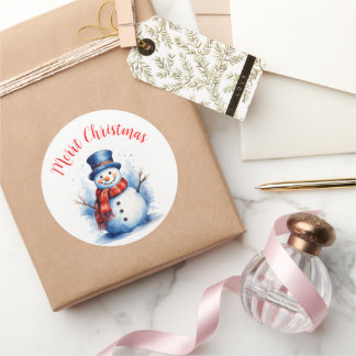 Sticker Rond Festif Noël des Snowman