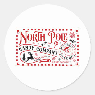 Sticker Rond Festif Noël North Pôle Candy Company