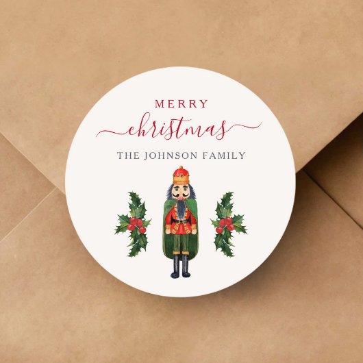 Sticker Rond Festif Nutcracker Joyeux Noël