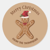 Sticker Rond Festif pain d'épices Cookie de Noël avec texte (Devant)