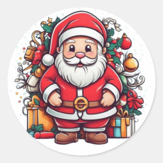 Sticker rond Festif père Noël