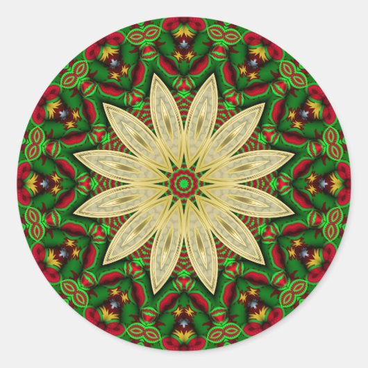 Sticker Rond Festif Pétales De Fleurs D'Or (Devant)