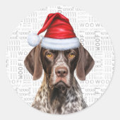Sticker Rond Festif Shorthair Pointer Woof Word Art Noël (Devant)