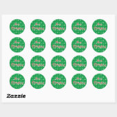Sticker rond Festif Vert Joyeux Noël (Feuille)