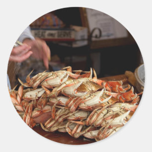 Sticker Rond Festin de crabe bleu