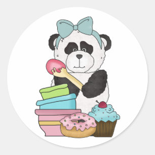 Sticker Rond Festins de bonbon à ours panda