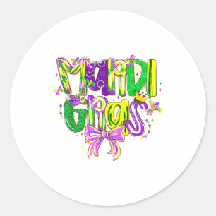 Sticker Rond Festival de ruban coquette Mardi Gras La Nouvelle-