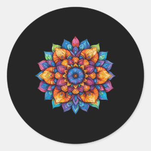 Sticker Rond Festival de Yoga Mandala Lotus Radieux