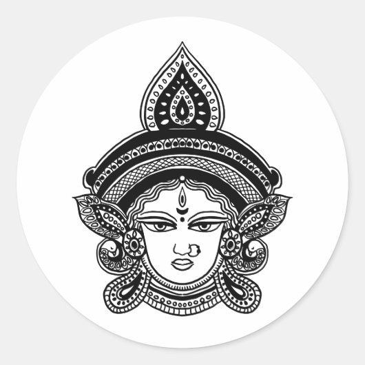 Sticker Rond Festival indien Durga Maa Dieu hindou (Devant)