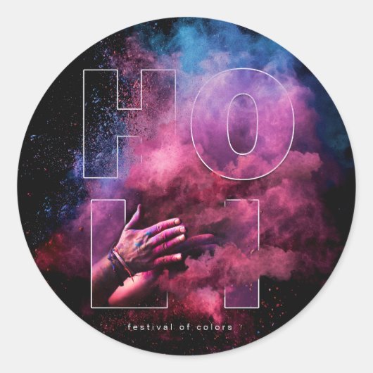 Sticker Rond Festival vibrant de Holi de conception de couleurs (Devant)