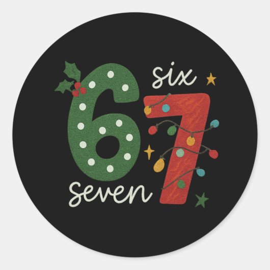 Sticker Rond Festive 67 – Bright Christmas Numbers Desig (Devant)