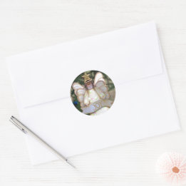 Sticker Rond Festive Angel Joy Gold Star
