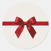 Sticker Rond FESTIVE CHRISTMAS cute elegant red ribbon bow (Devant)