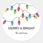 Sticker Rond Festive Christmas String Lights Personalized (Devant)