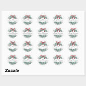 Sticker Rond Festive Christmas Wreath Holiday Gift (Feuille)