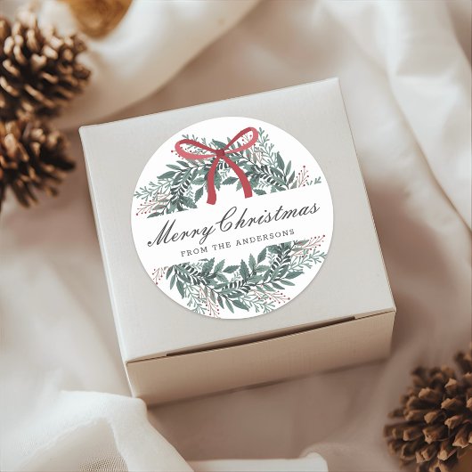 Sticker Rond Festive Christmas Wreath Holiday Gift