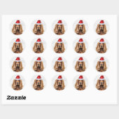 Sticker Rond Festive Cocker Spaniel Dog on Woof Art Christmas (Feuille)
