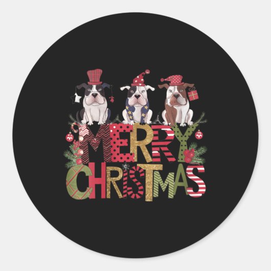 Sticker Rond Festive de Fêtes de Noël' Bulldogs (Devant)
