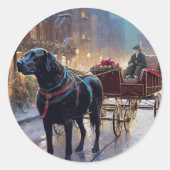 Sticker Rond Festive de Noël au Labrador noir (Devant)
