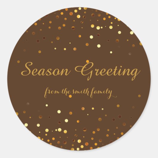 Sticker Rond Festive de Noël Gold Faux Parties scintillant (Devant)