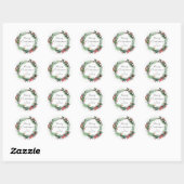 Sticker Rond Festive Festive Berry Wreath avec nom (Feuille)