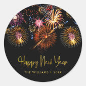 Sticker Rond Festive Fireworks Happy New Year (Devant)