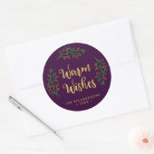 Sticker Rond Festive Foliage Chaleureux Moutons Violet Vacances (Enveloppe)