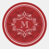 Sticker Rond Festive Foliage Déco Cadre Monogram Classy Holiday (Devant)