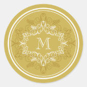 Sticker Rond Festive Foliage Déco Cadre Monogram Classy Holiday (Devant)